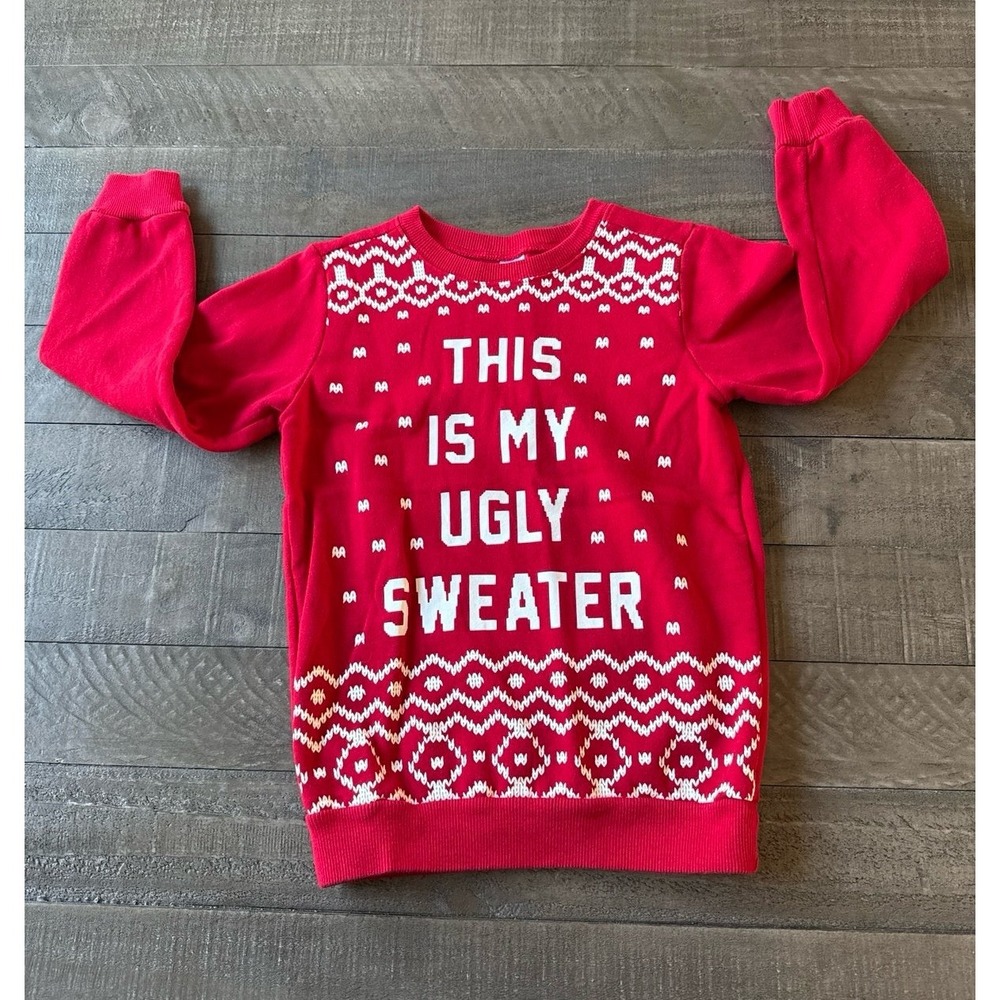 Carter's Boys Red "This is my ugly sweater"‎ Christmas Sweater size 8